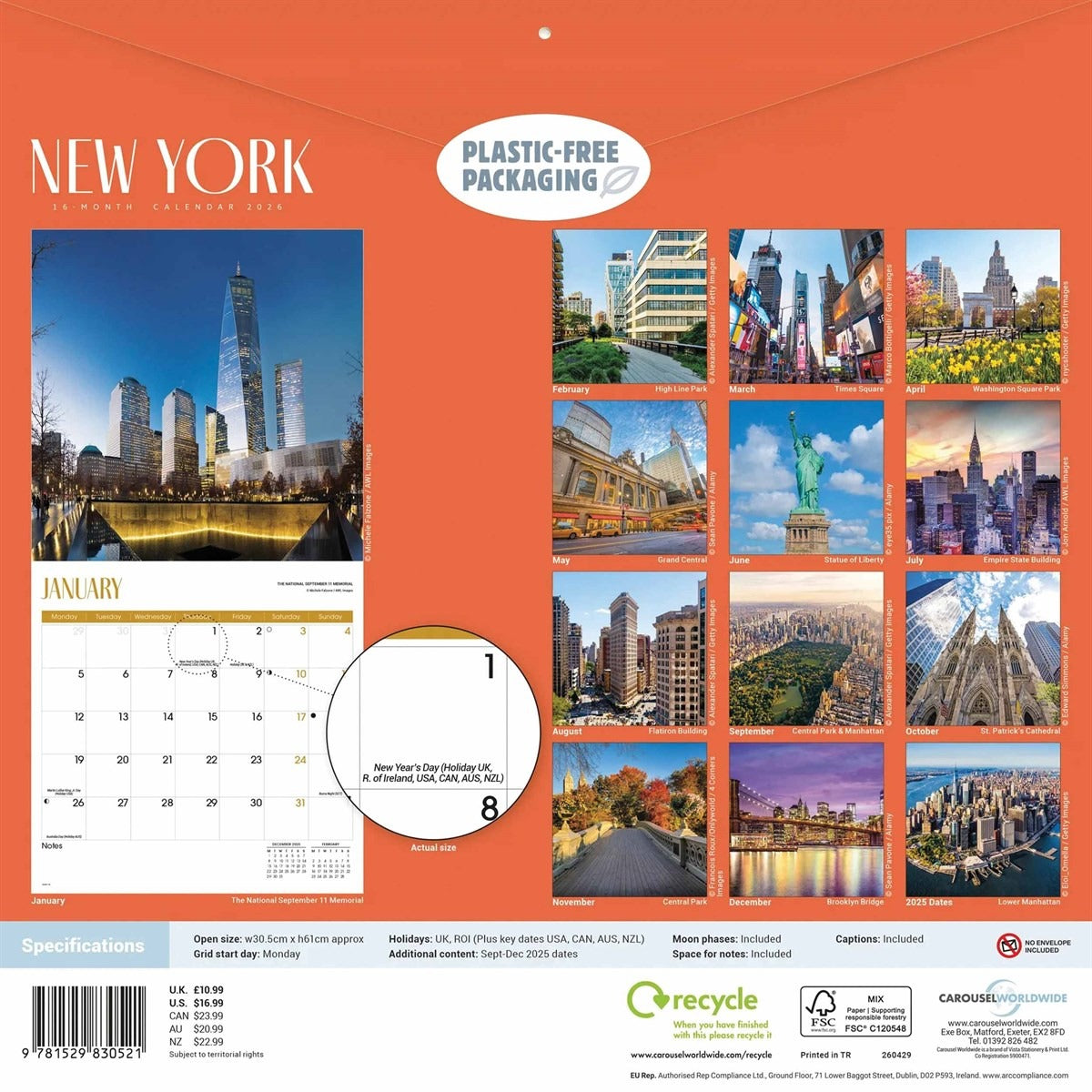 New York Square Calendar 2026