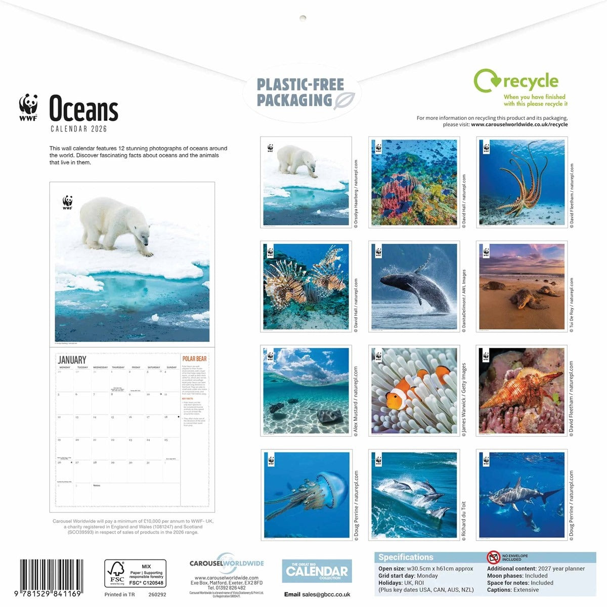 WWF Oceans Wall Calendar 2026 – Dive Into the Deep Blue