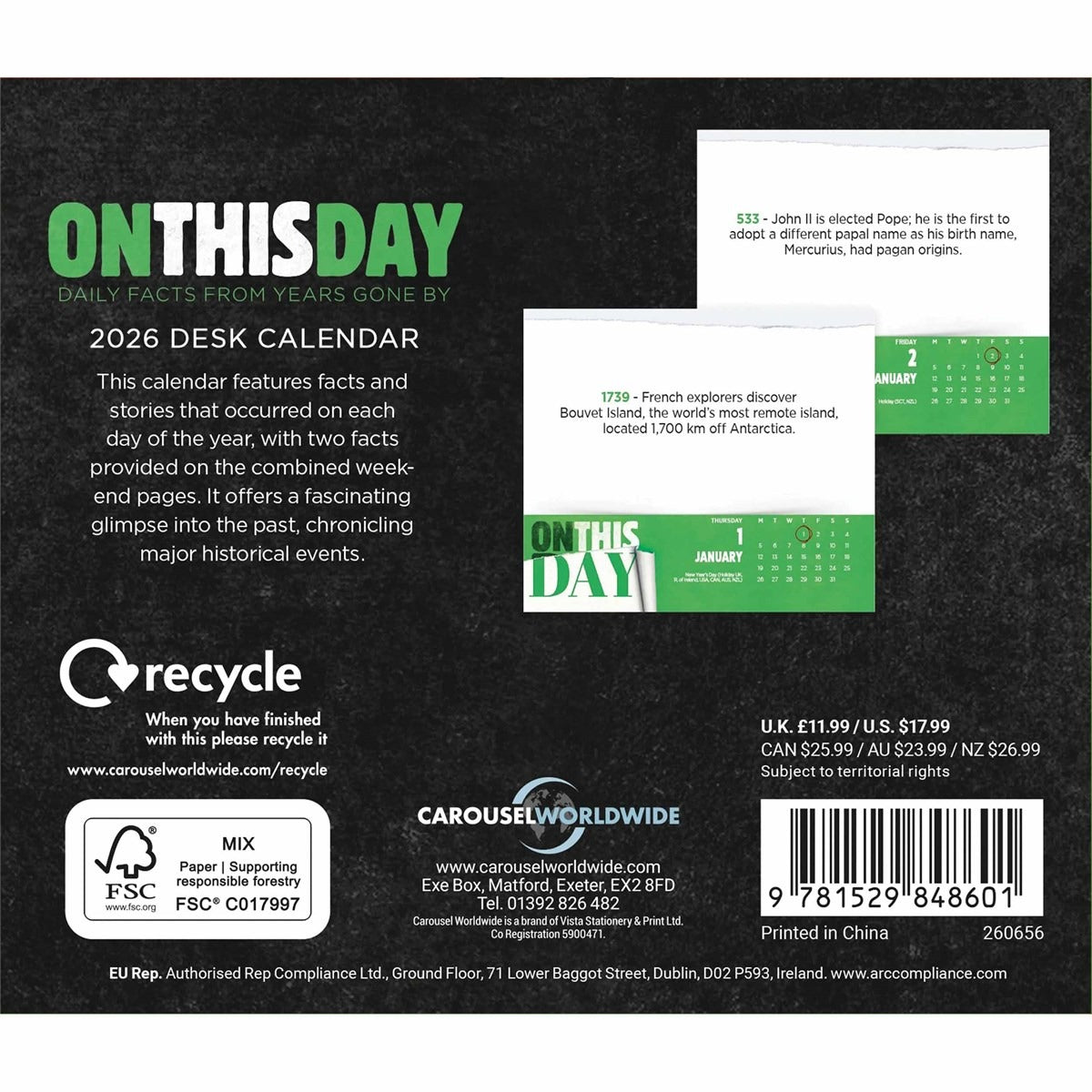 On This Day Desk Calendar 2026 – Discover History One Day at a Time