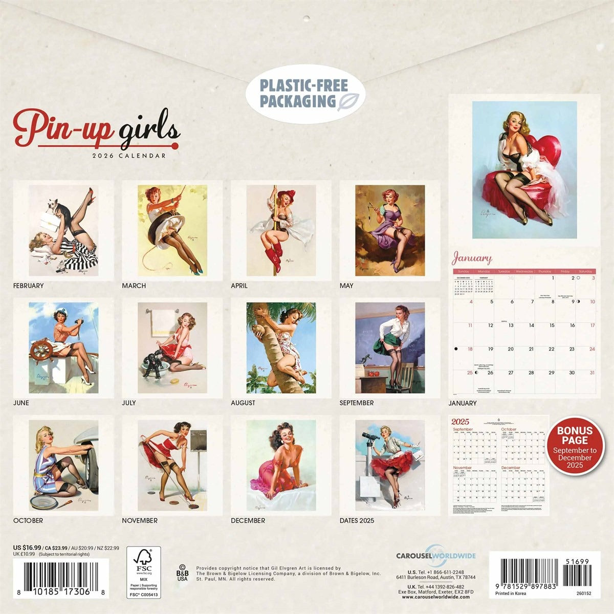 Pin-Ups Square Calendar 2026 – A Touch of Retro Glamour All Year Long
