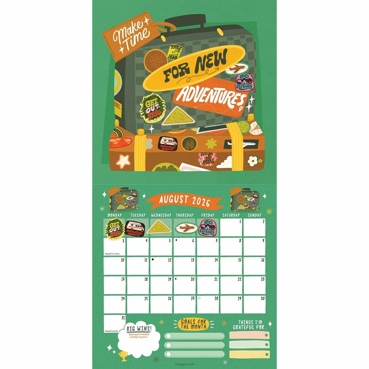 Happiness Club, Happy Days Square Calendar 2026 – Positive Vibes All Year