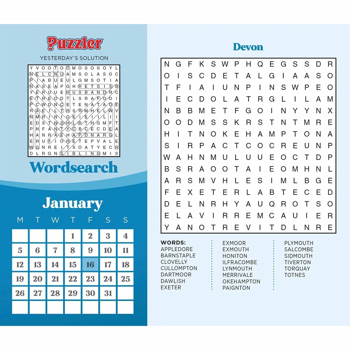 Wordsearch, Puzzler Desk Calendar 2026 – A Daily Word-Hunting Challenge