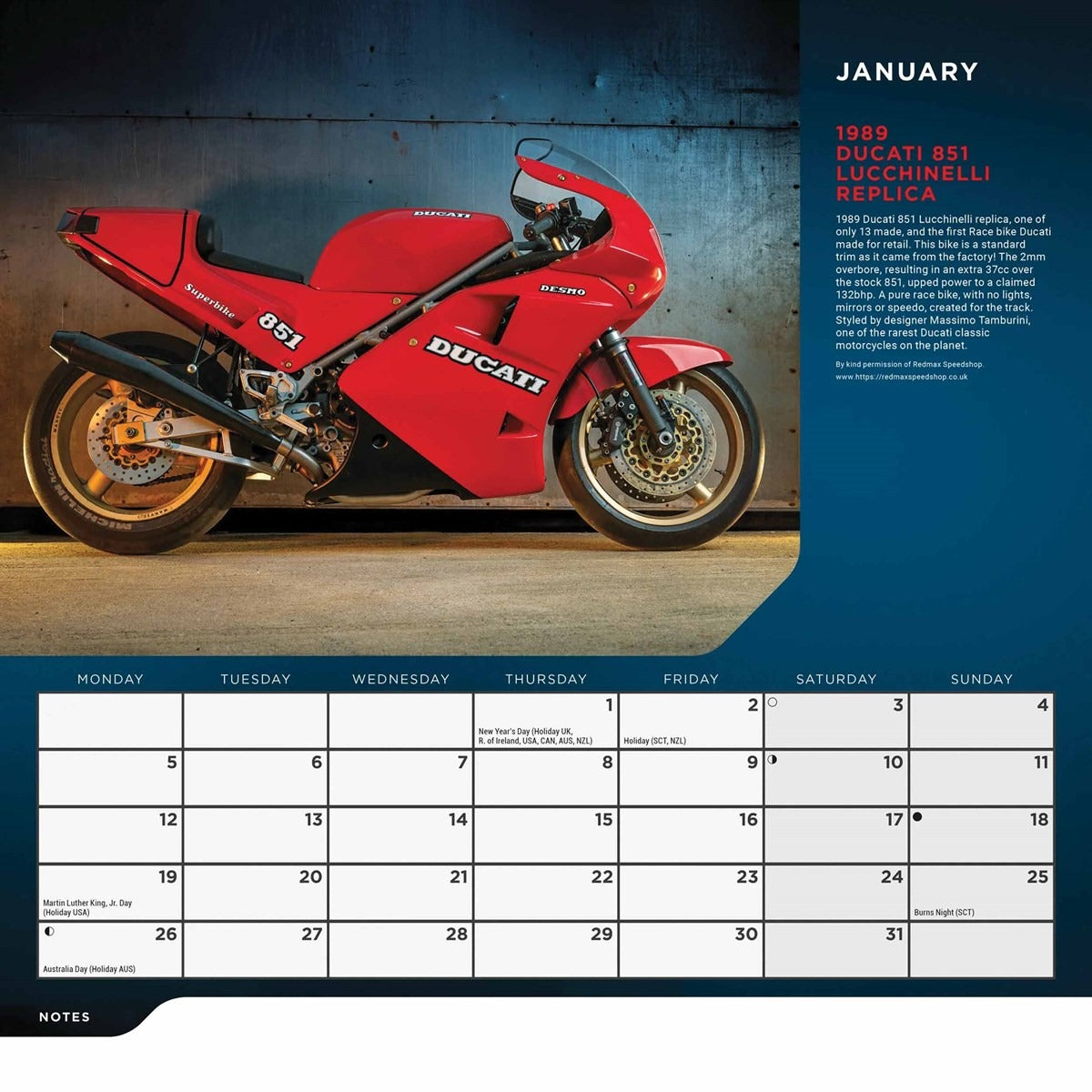 Superbikes Square Calendar 2026 – Speed, Style, and Power