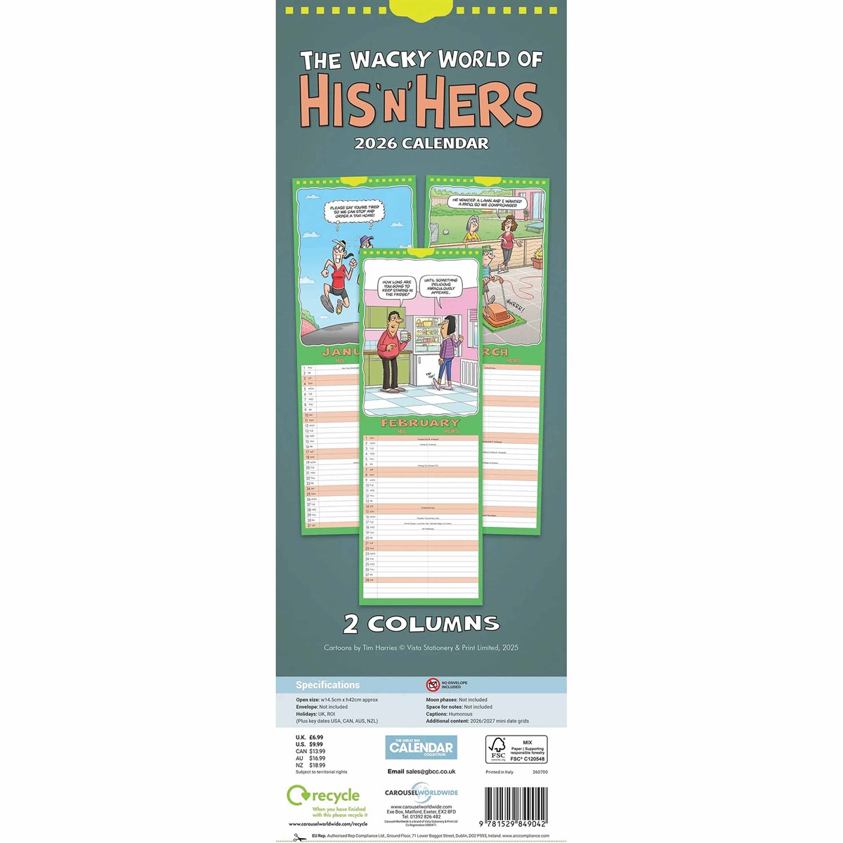 Wacky World Of His 'N' Hers Couples Slim Planner 2026 – Fun & Functional for Two!