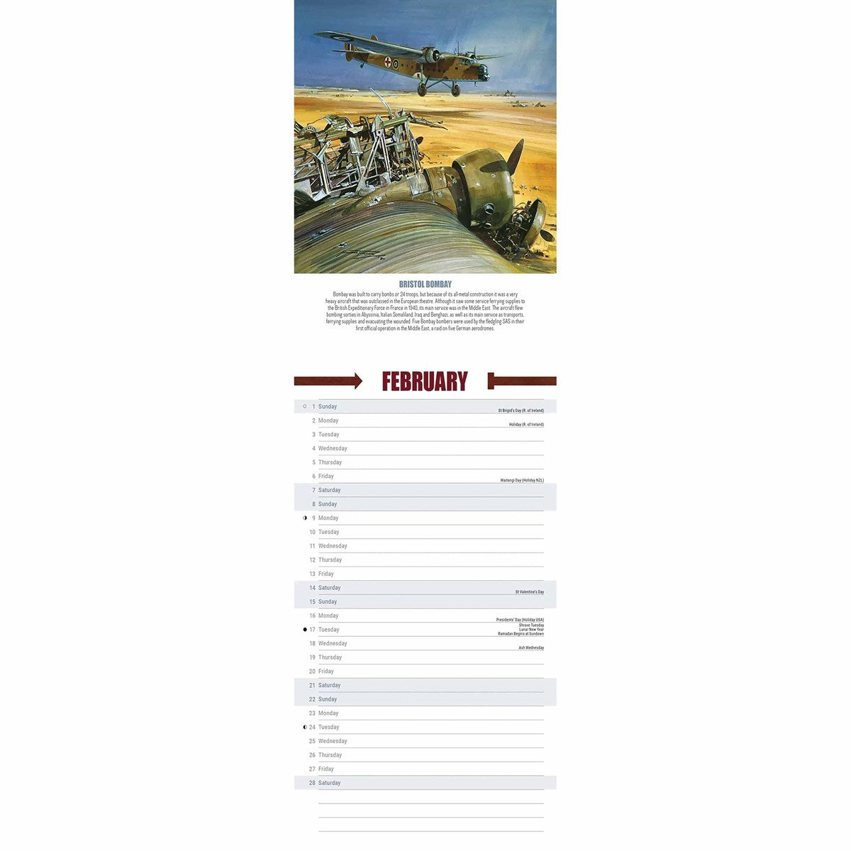 Legends Of WWII Slim Calendar 2026 – A Tribute to Iconic Fighter Planes