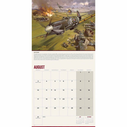 Legends Of WWII Square Calendar 2026 – Tribute to Iconic Fighter Planes