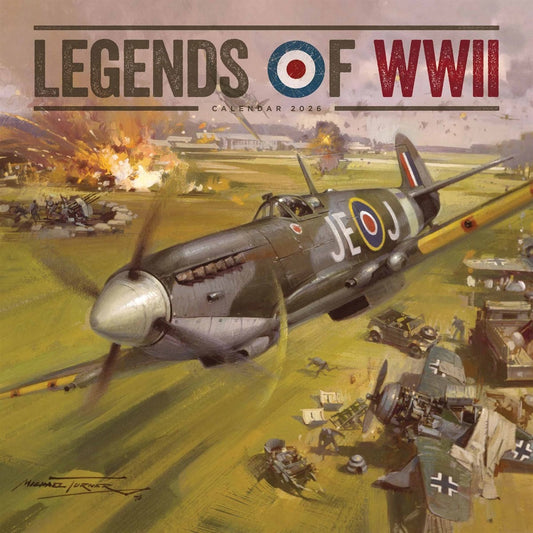 Legends Of WWII Square Calendar 2026 – Tribute to Iconic Fighter Planes