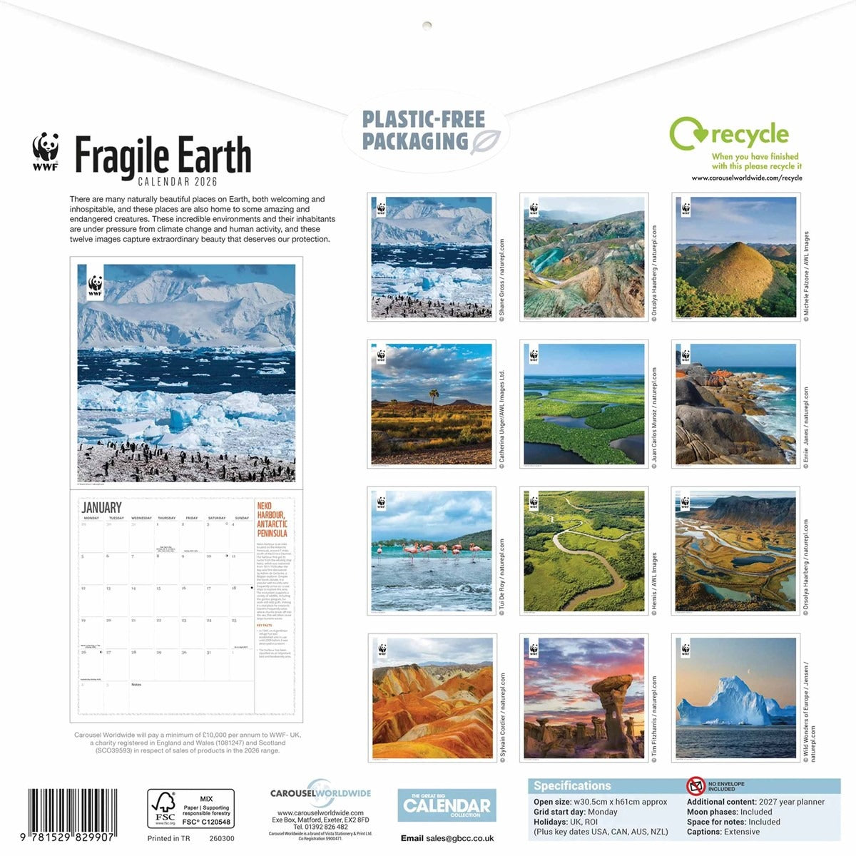 WWF Fragile Earth Square Calendar 2026 – A Tribute to Nature’s Beauty