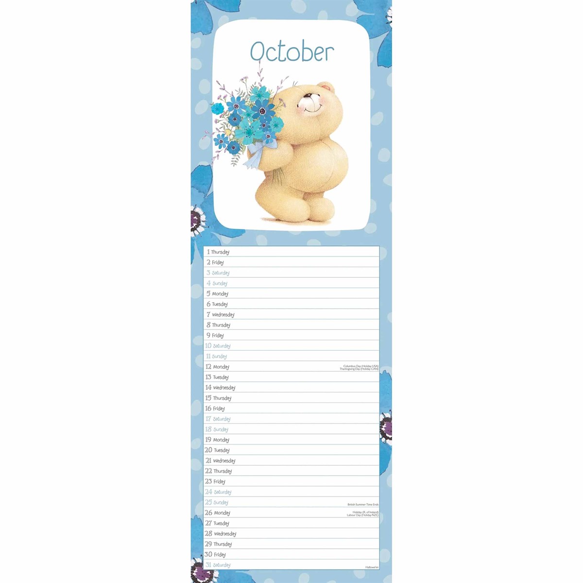 Forever Friends Slim Calendar 2026 – Sweet Moments with Adorable Teddy Bears