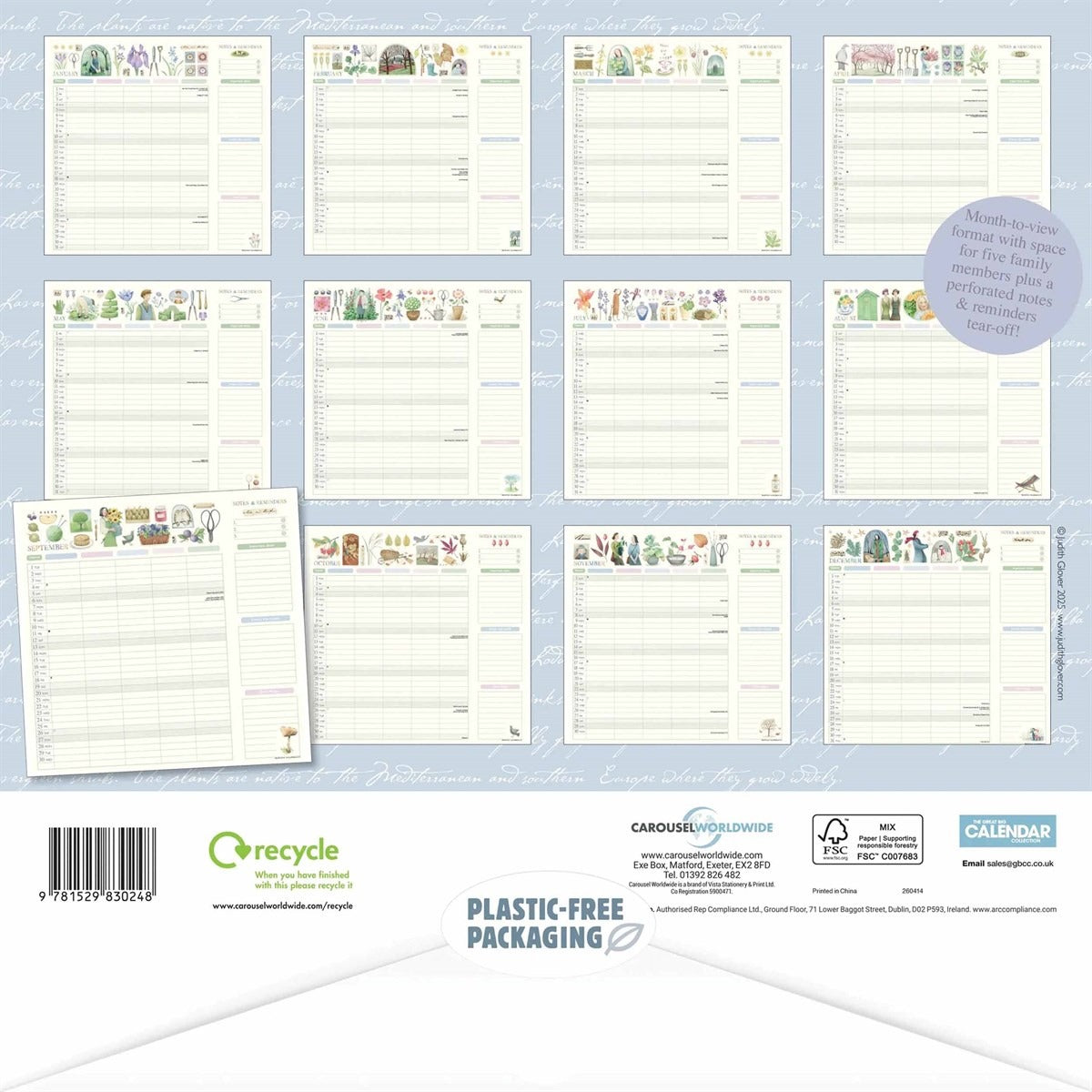 Judith Glover, Garden Days Mums Household Family Square Planner 2026 – Effortless Organisation in Bloom