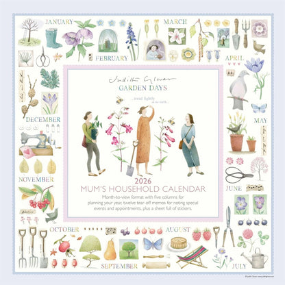 Judith Glover, Garden Days Mums Household Family Square Planner 2026 – Effortless Organisation in Bloom