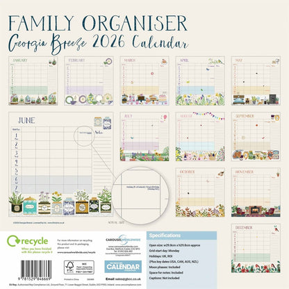 Georgia Breeze Family Square Organiser 2026 – Elegant Organisation for Every Week