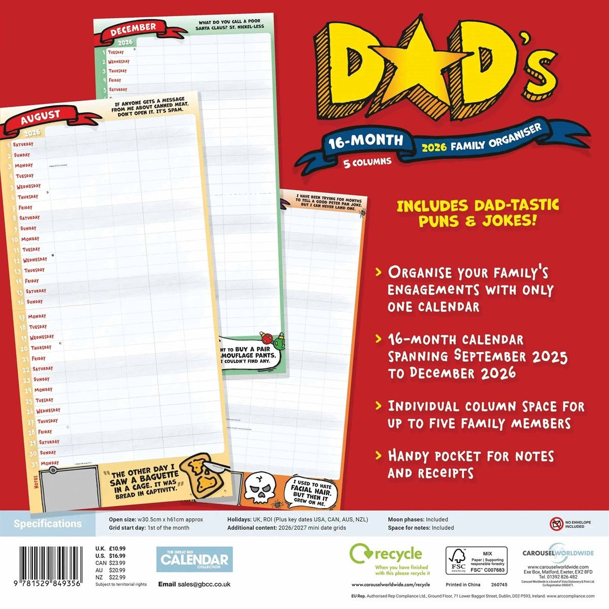 Dad’s Family Square Organiser 2026 – Keep the Whole Family on Track