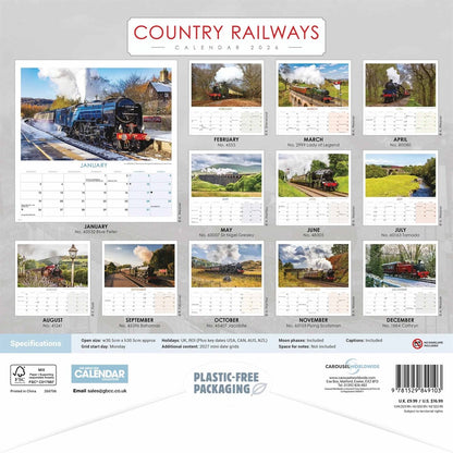 Country Railways Square Calendar 2026 – Relive the Golden Age of Steam