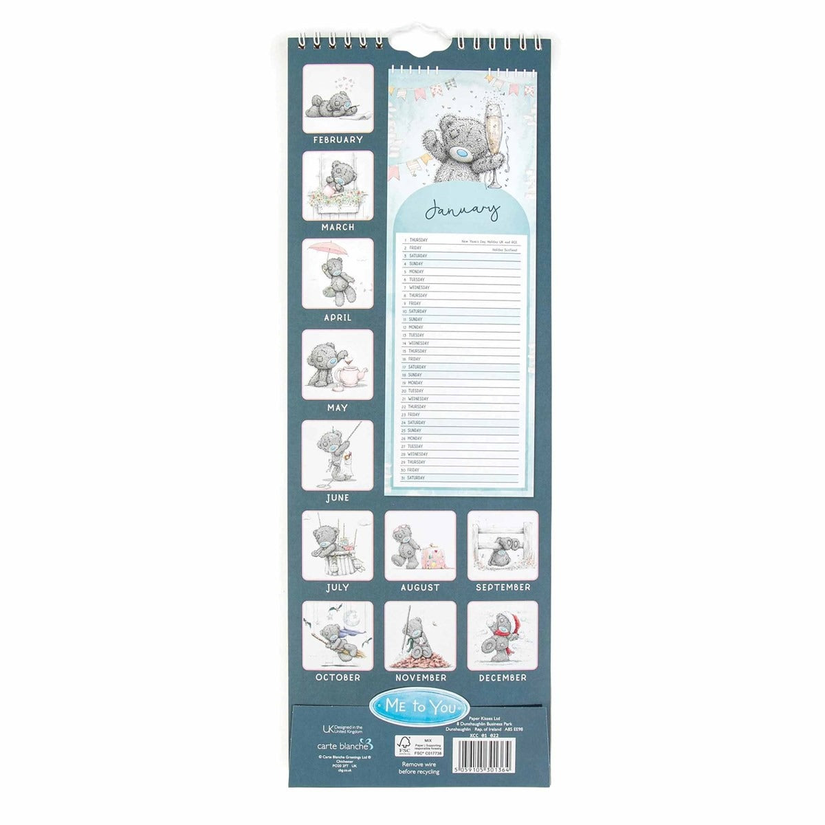 Me To You Classic Slim Calendar 2026 – Adorable Blue-Nosed Teds to Brighten Your Year