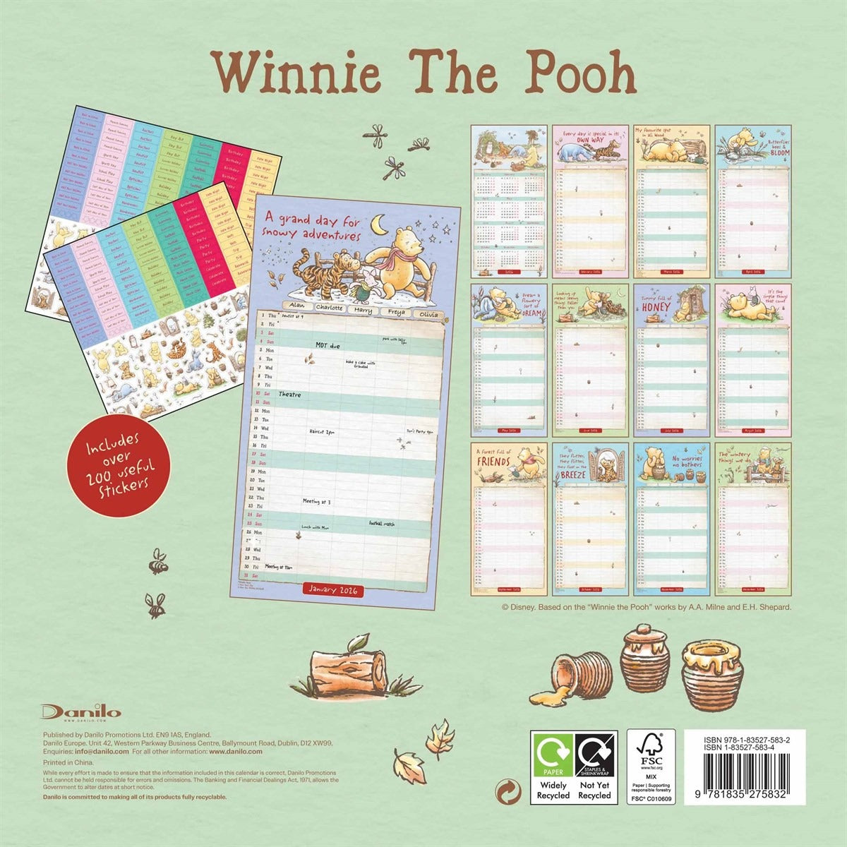 Disney Winnie The Pooh Classic Family Square Planner 2026 – Fun & Organised Family Planning
