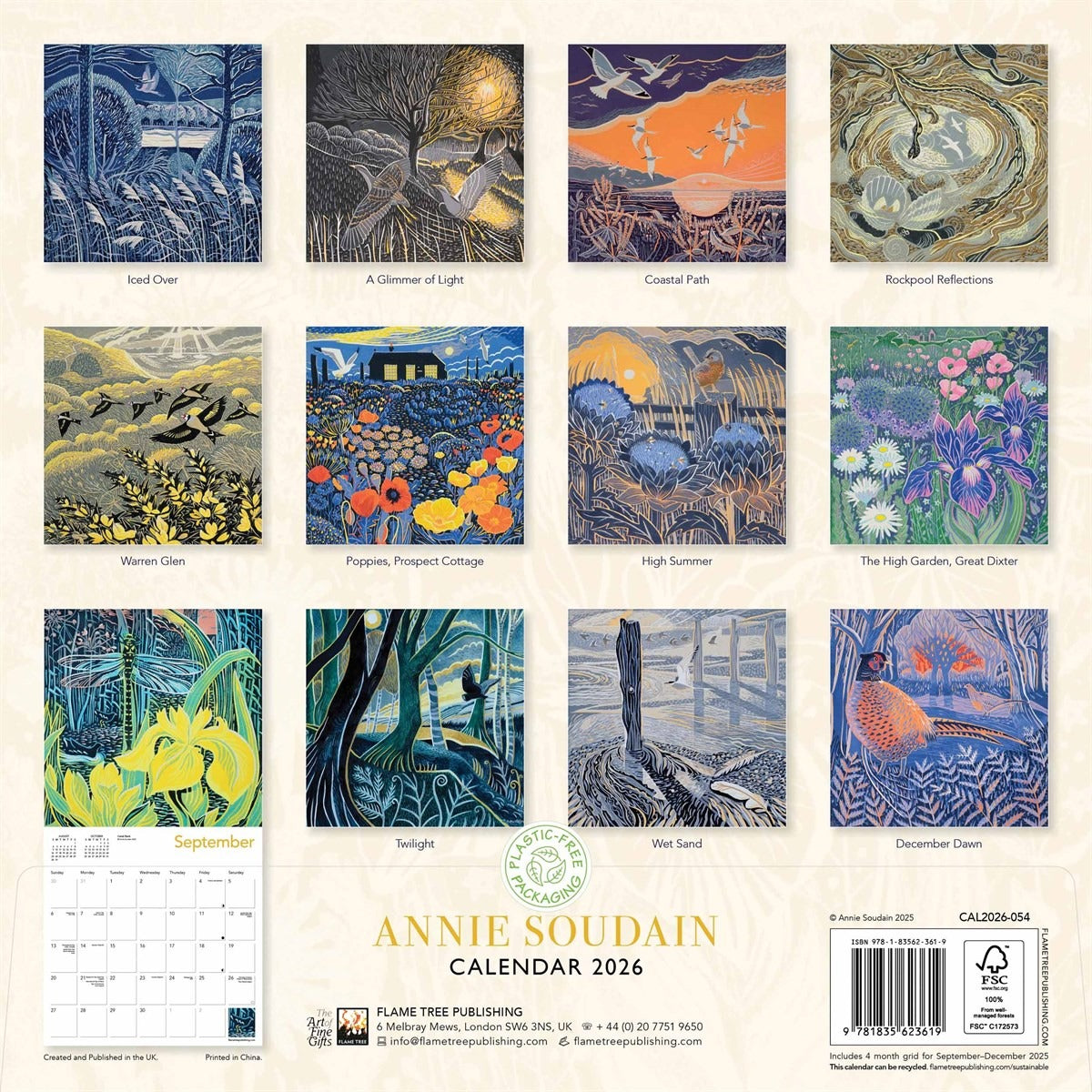 Annie Soudain Square Calendar 2026 – Nature's Seasons in Print