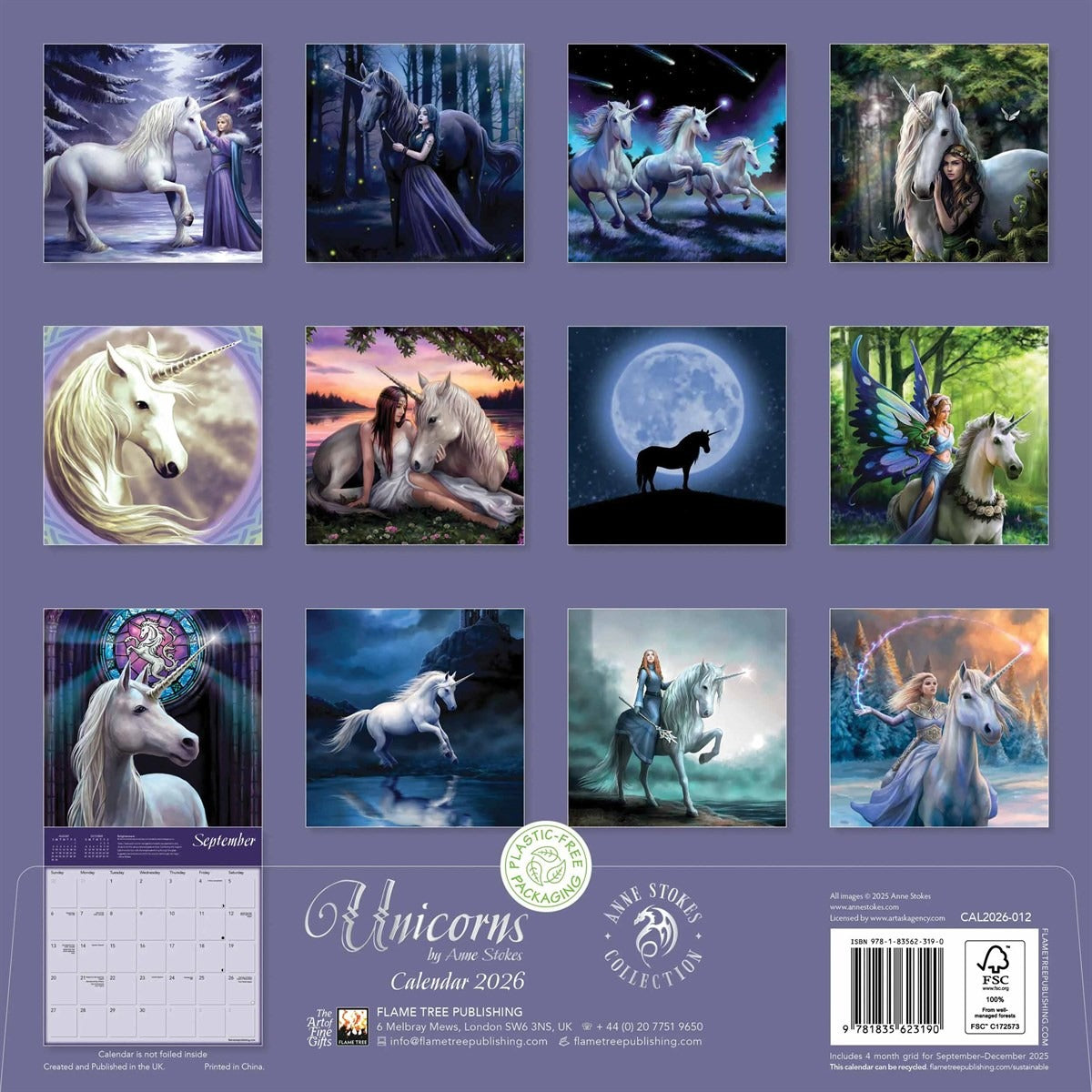 Unicorns Square Calendar 2026 – Mystical Magic by Anne Stokes