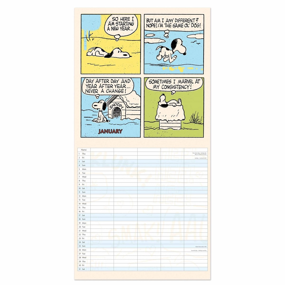 Peanuts Family Square Planner 2026 – Organise with Charlie Brown & Friends