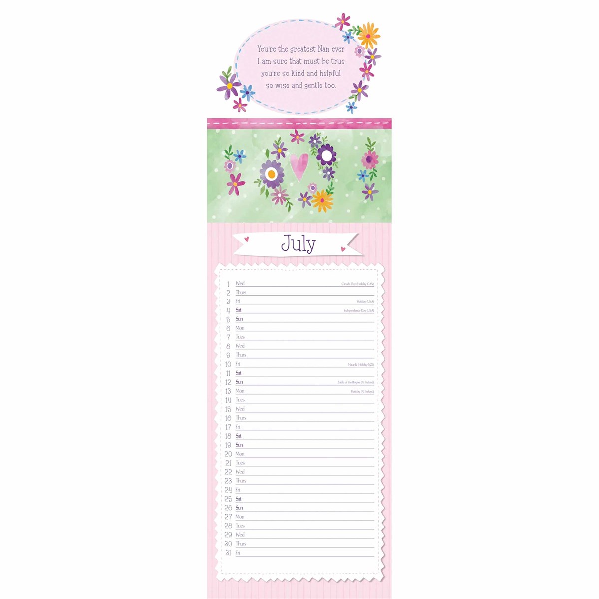 To My Nan Slim Calendar 2026 – A Gift of Love, Month by Month