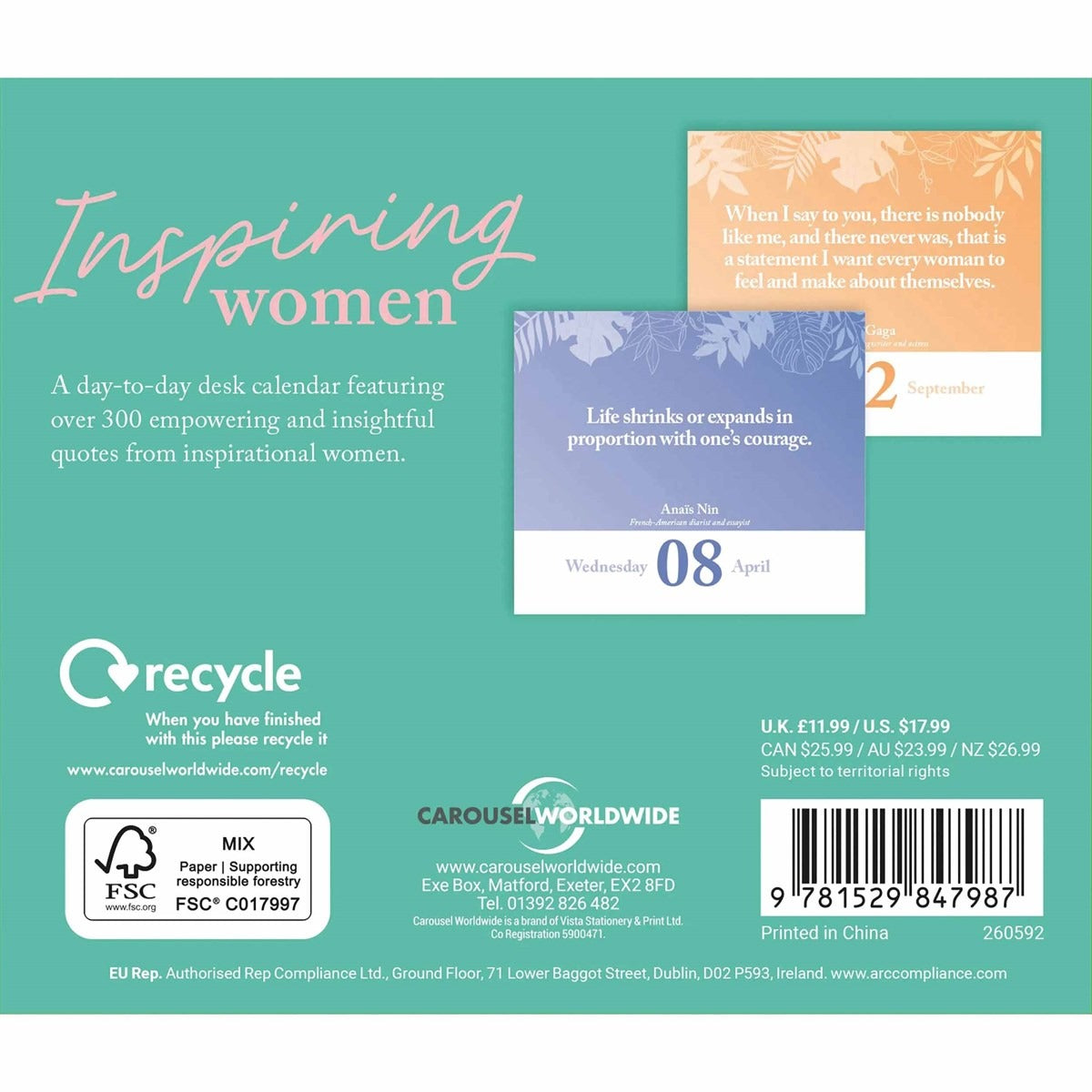 Inspiring Women Desk Calendar 2026 – Daily Motivation from Remarkable Women