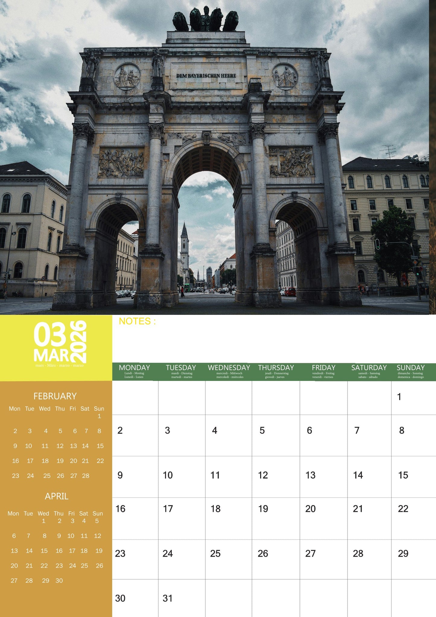 Germany Calendar 2026 – M-PRA Range
