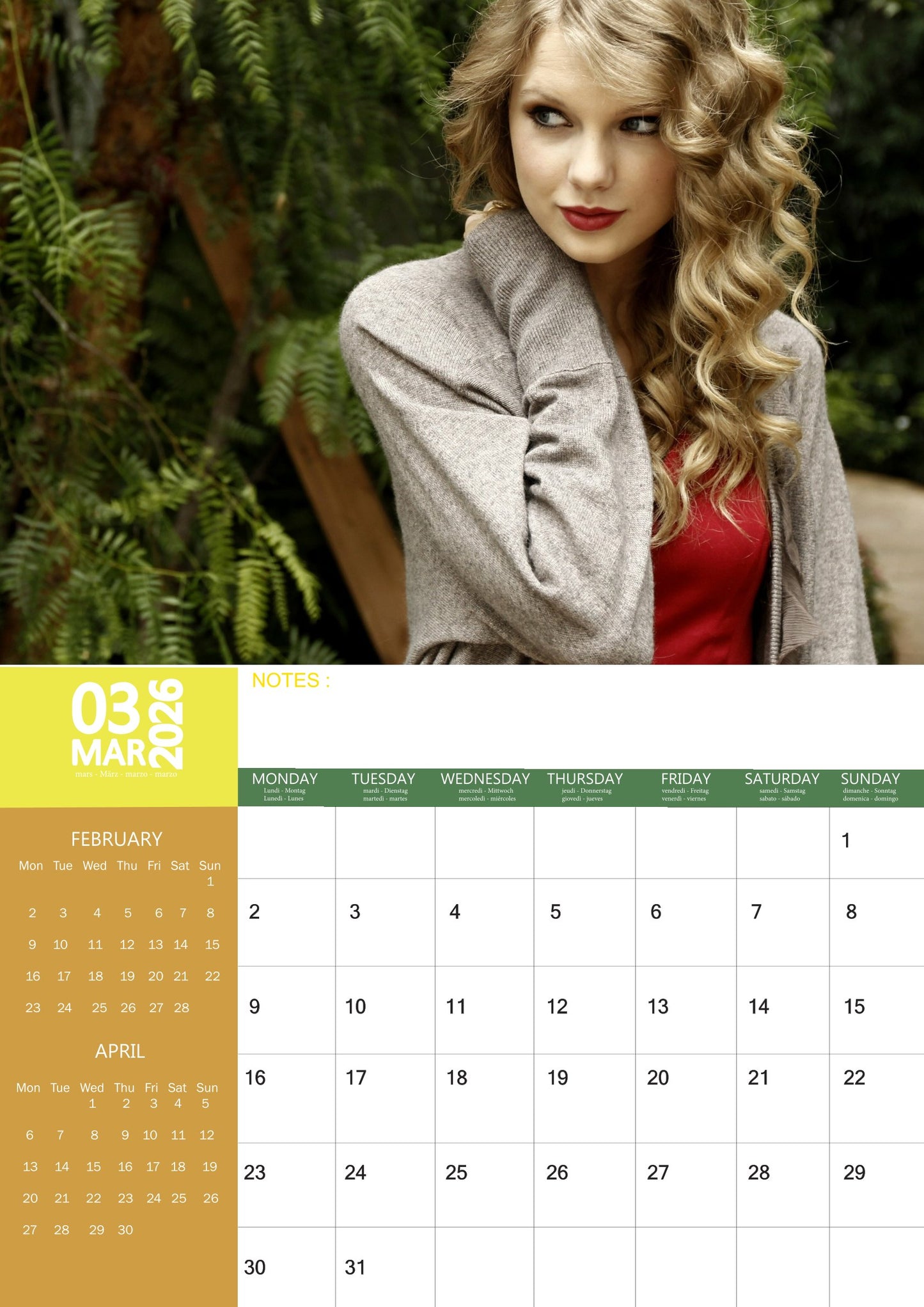 Taylor Swift Music Calendar 2026 – M-PRA Range