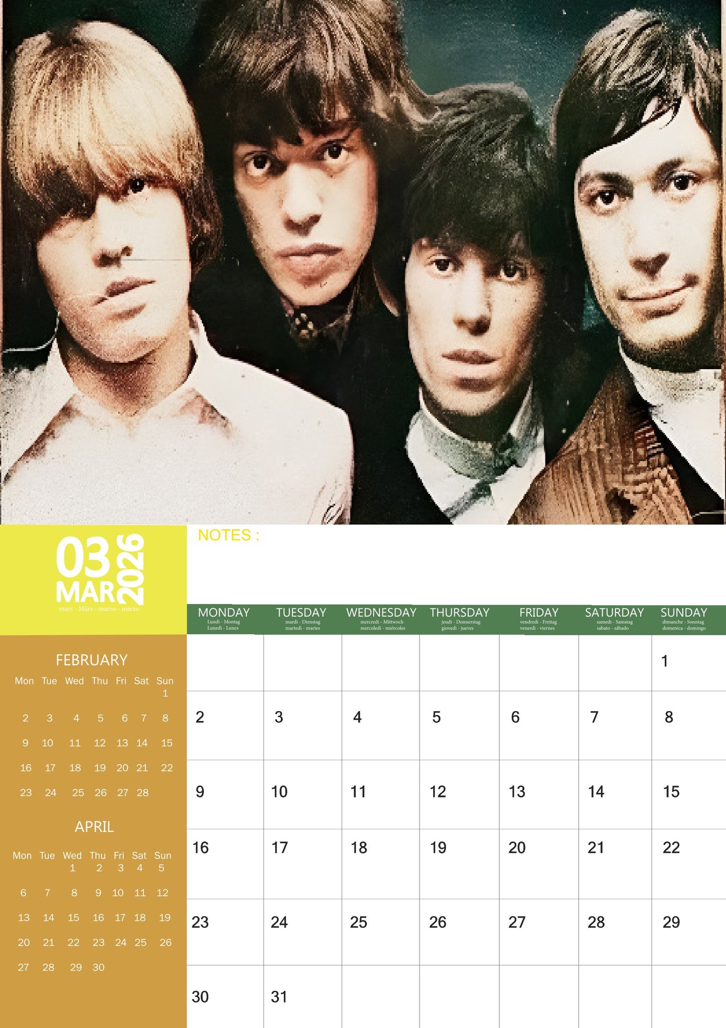 Rolling Stones Music Calendar 2026 – M-PRA Range