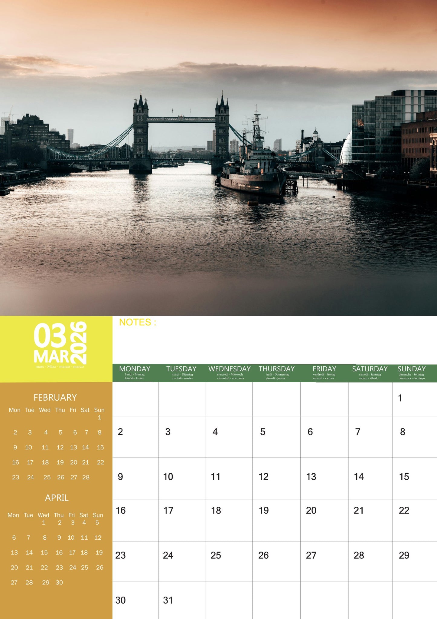 England Calendar 2026 – M-PRA Range
