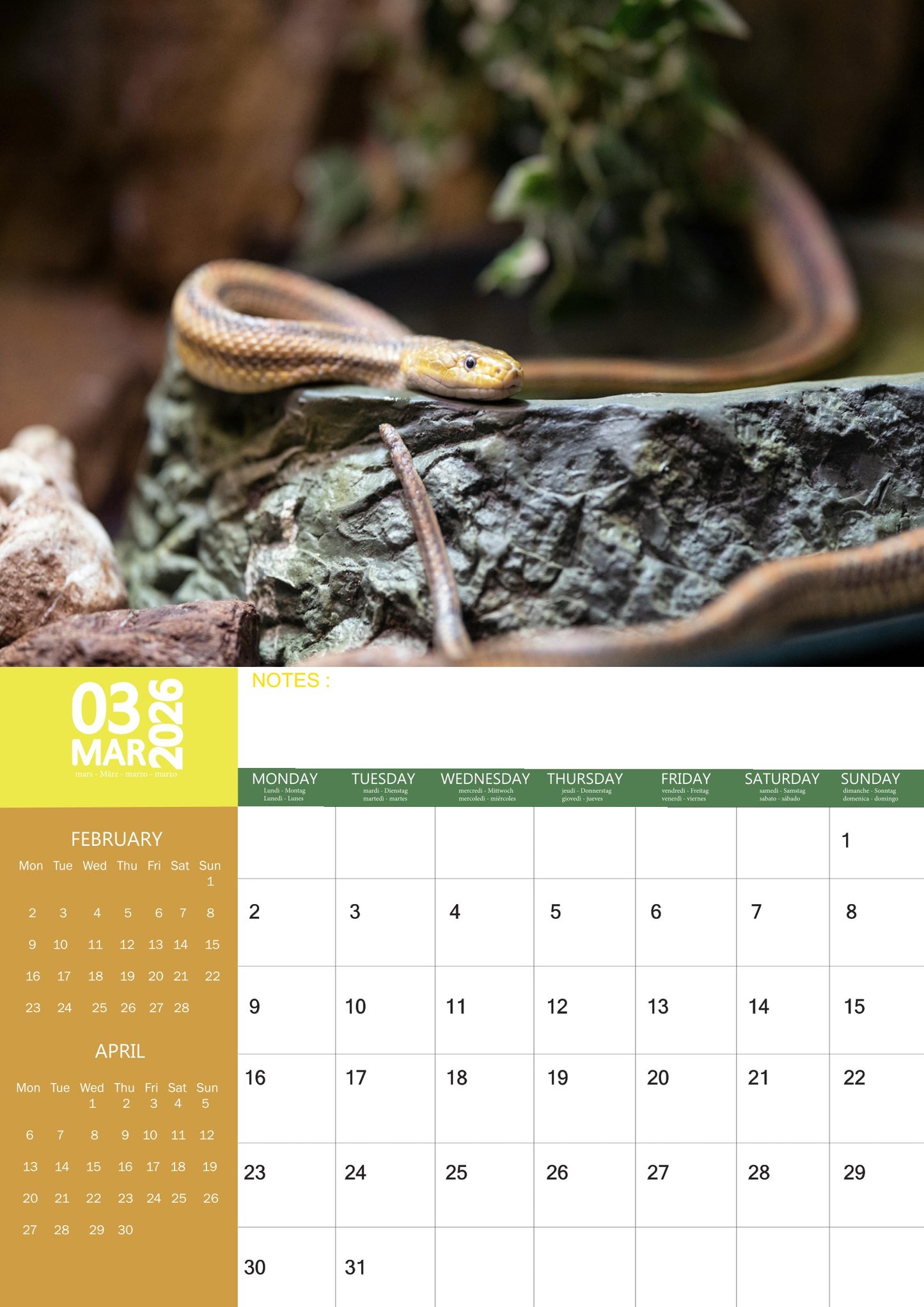 Snakes Calendar 2026 – M-PRA Range