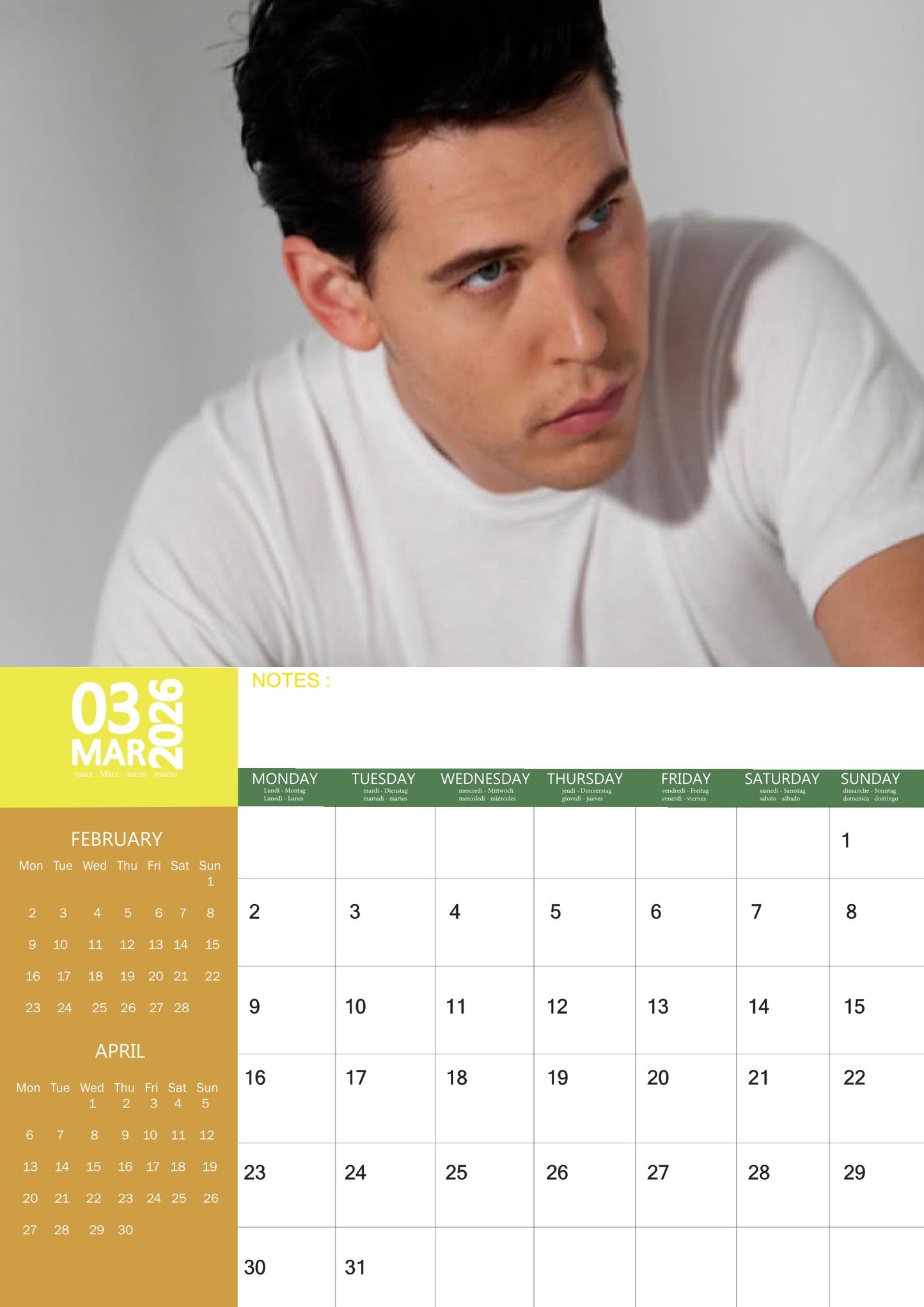 Austin Butler Celebrity Calendar 2026 – M-PRA Range
