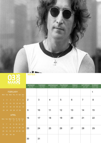 John Lennon Music Calendar 2026 – M-PRA Range