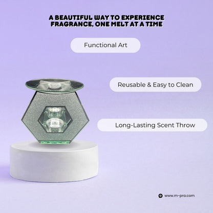 Silver Hexagon Tea Light Wax Burner