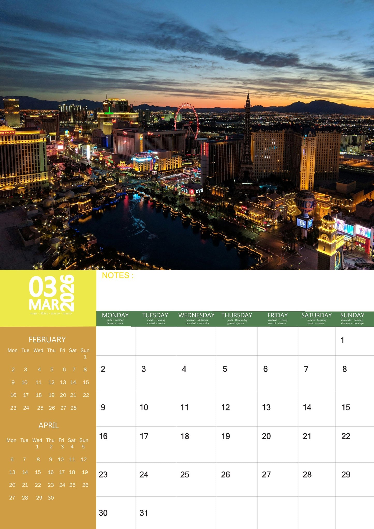 Las Vegas Calendar 2026 – M-PRA Range