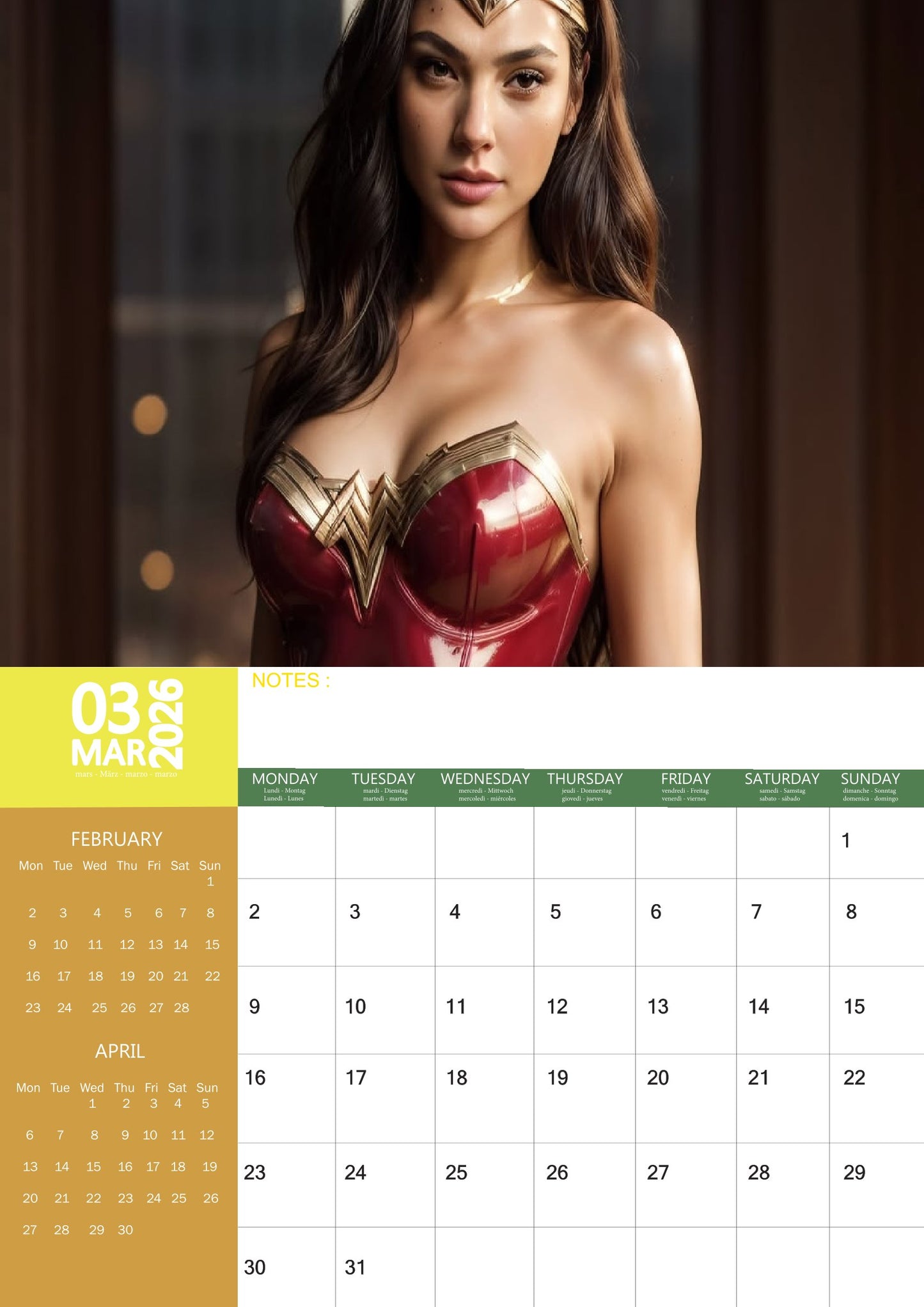 Gal Gadot Celebrity Calendar 2026 – M-PRA Range