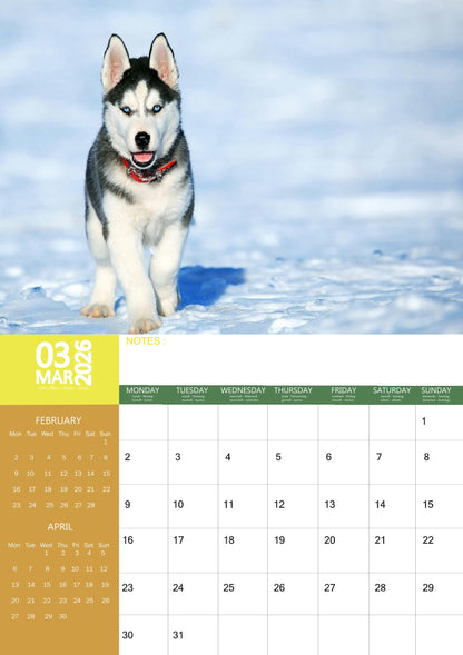 Siberian Husky Dog Calendar 2026 – M-PRA Range