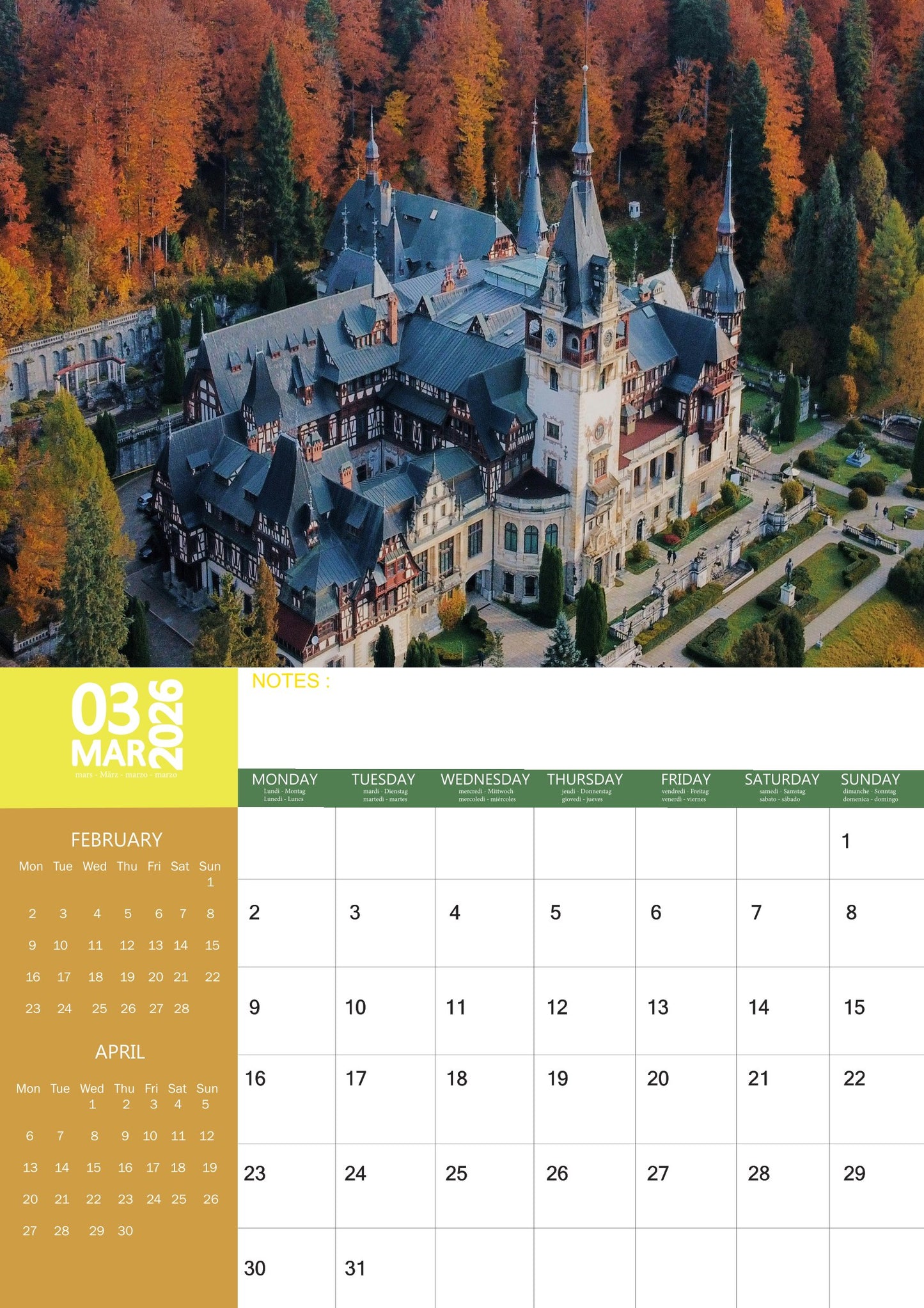 Romania Calendar 2026 – M-PRA Range