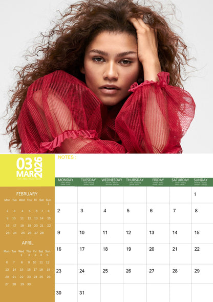 Zendaya Celebrity Calendar 2026 – M-PRA Range