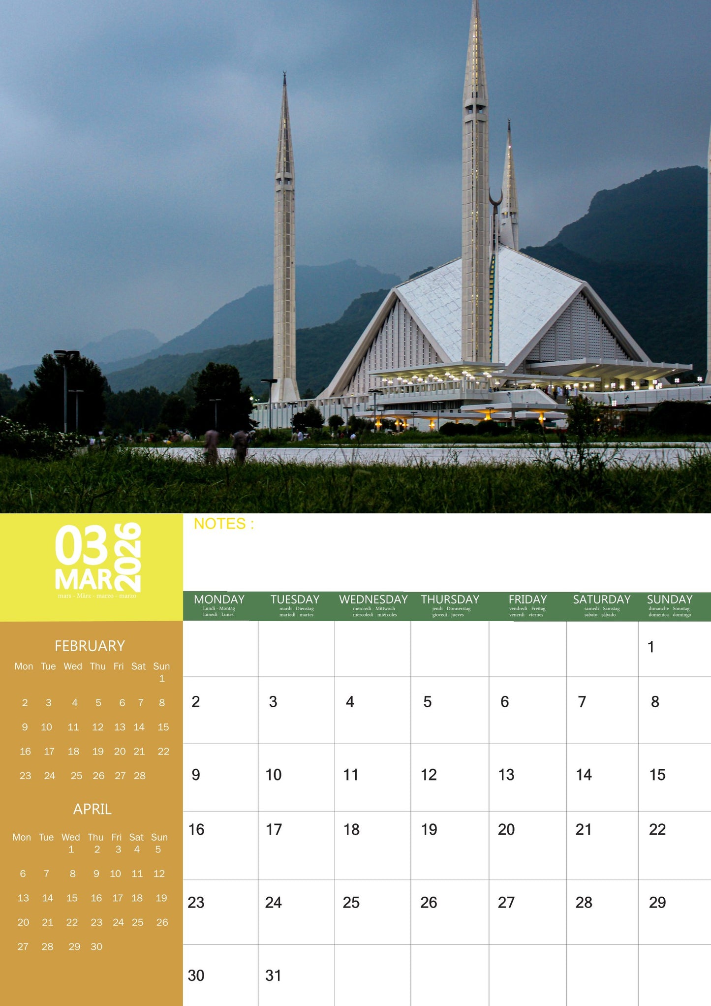 Pakistan Calendar 2026 – M-PRA Range