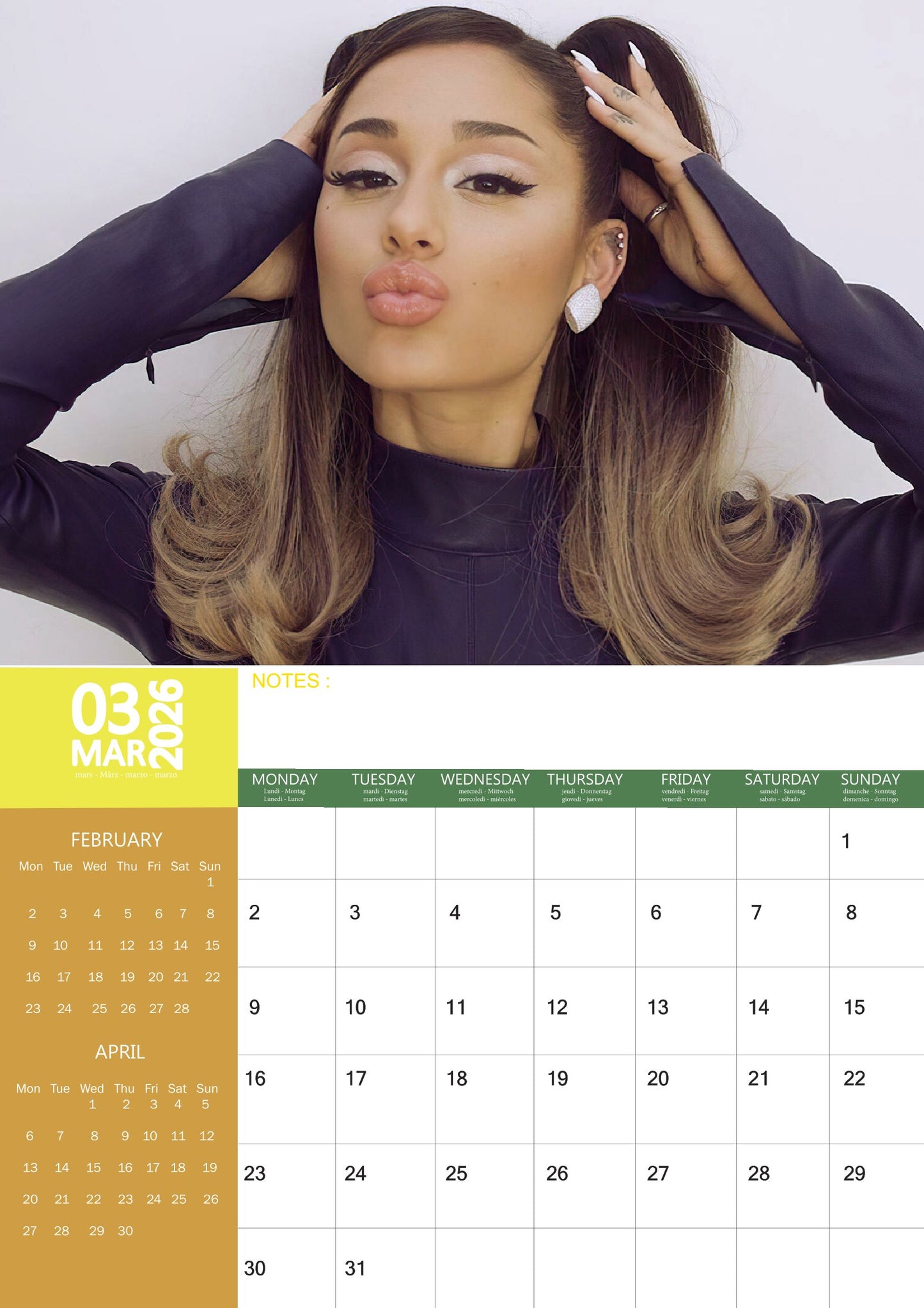 Ariana Grande Music Calendar 2026 – M-PRA Range