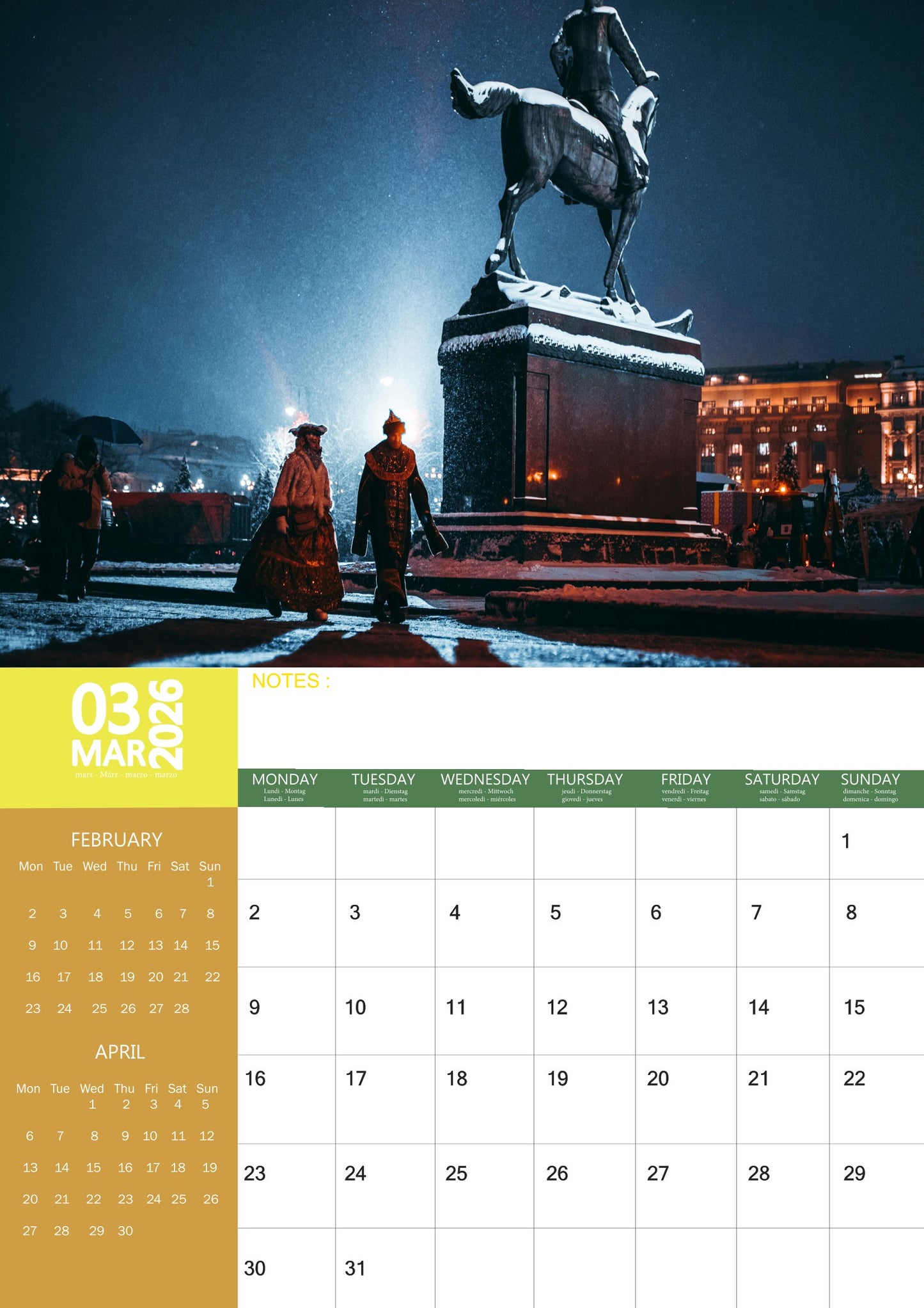 Russia Calendar 2026 – M-PRA Range
