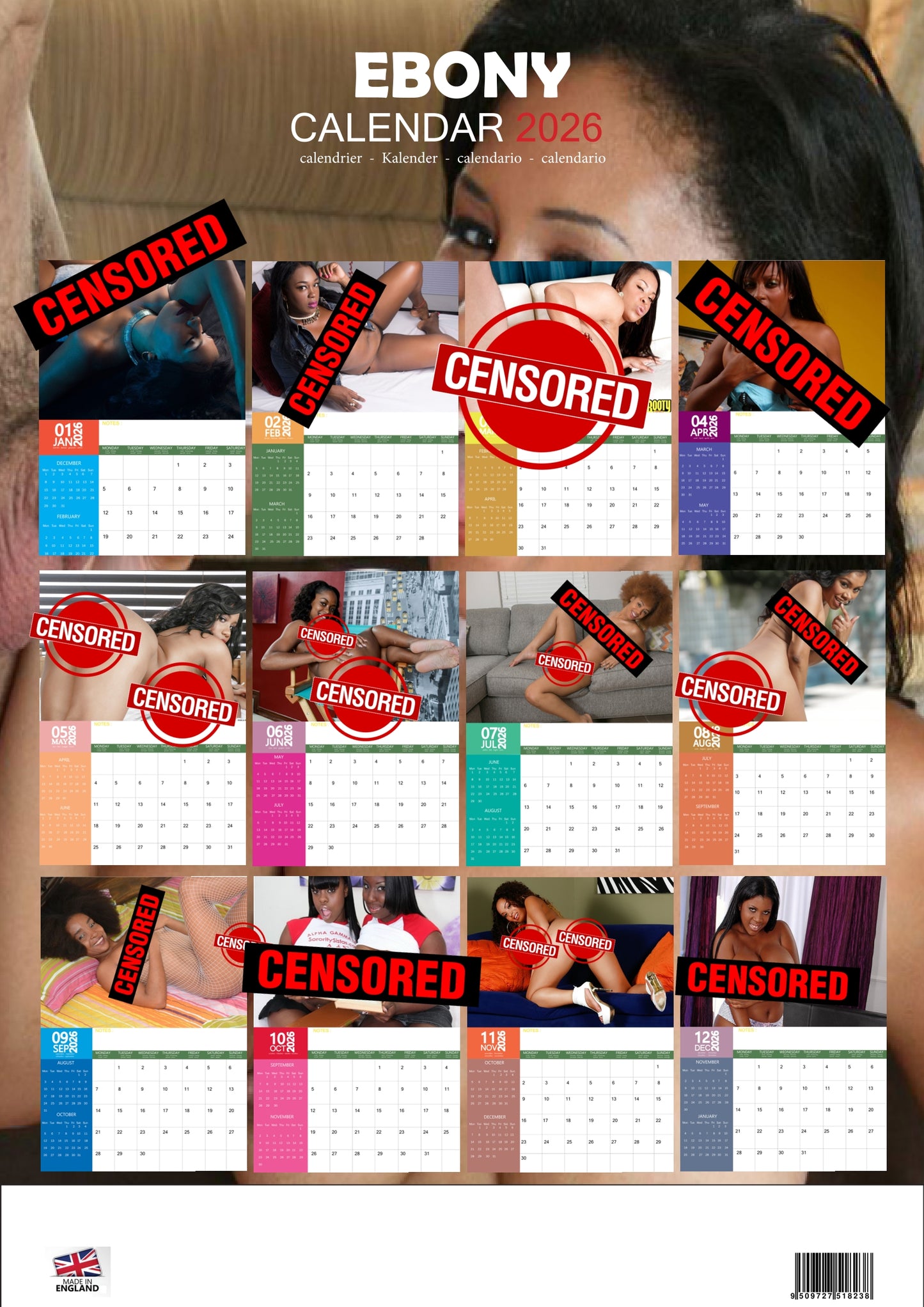 Ebony 2026 Wall Calendar – 12 Month Premium Glamour Edition