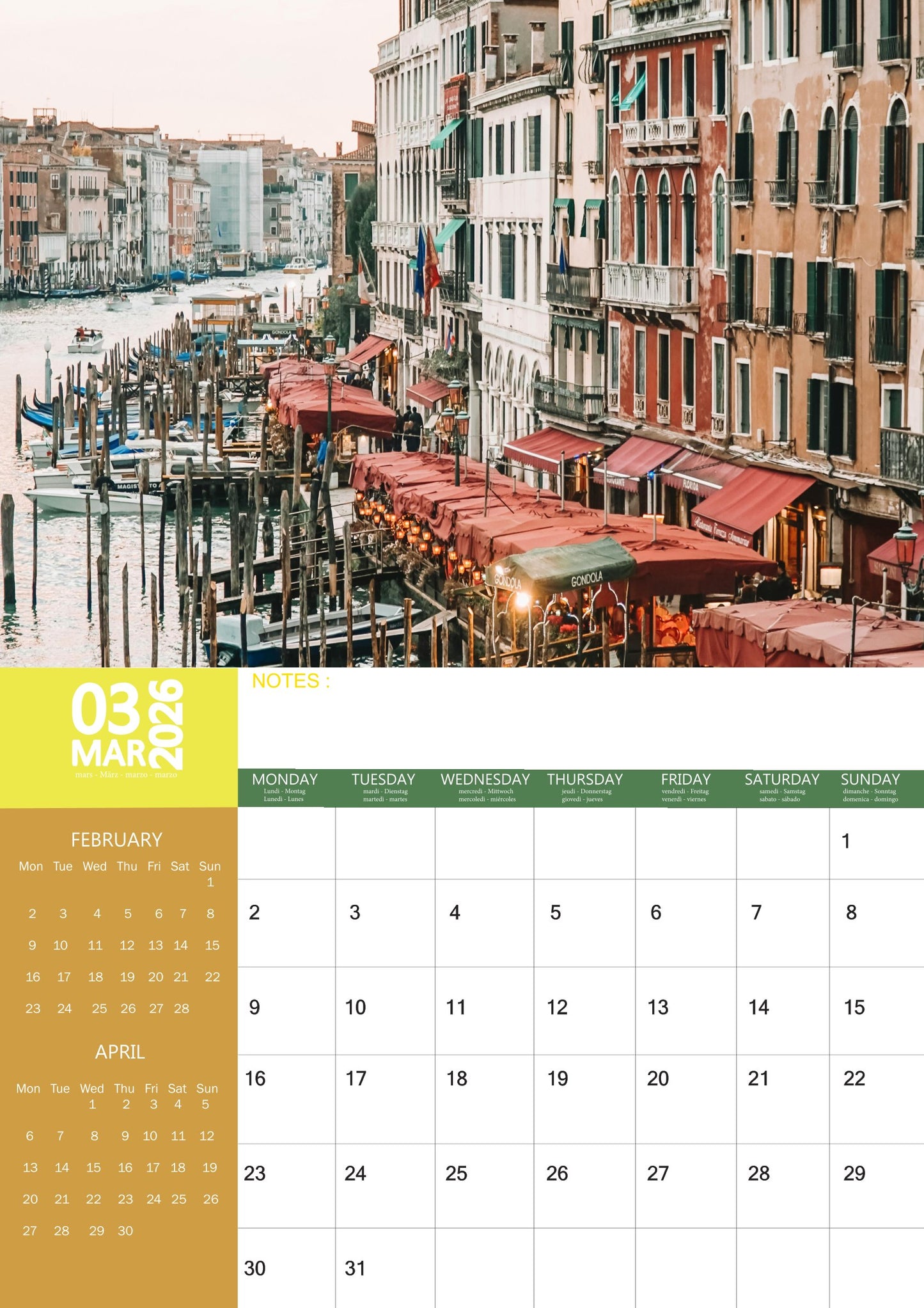 Italia Calendar 2026 – M-PRA Range