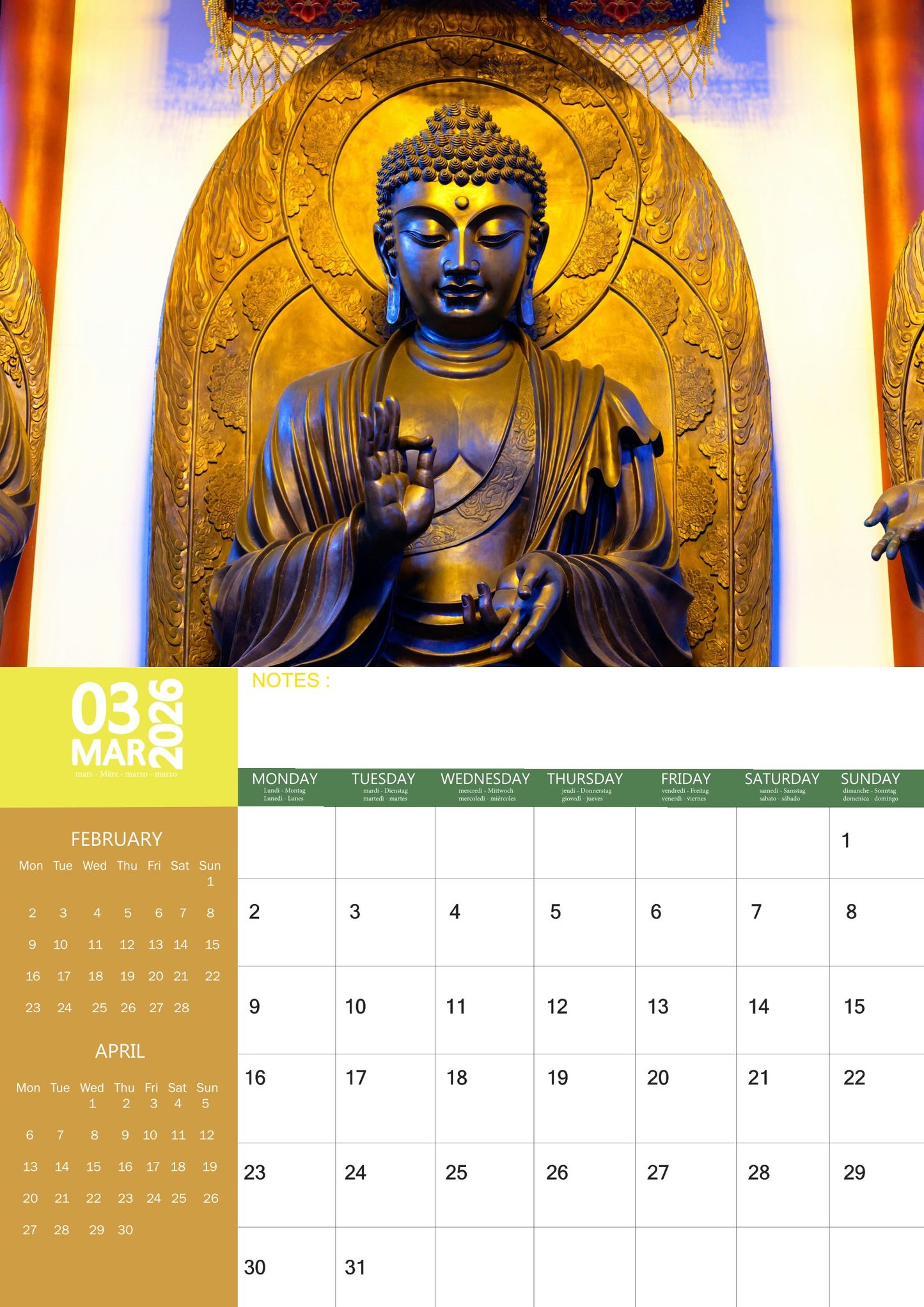 Buddha Art Calendar 2026 – M-PRA Range