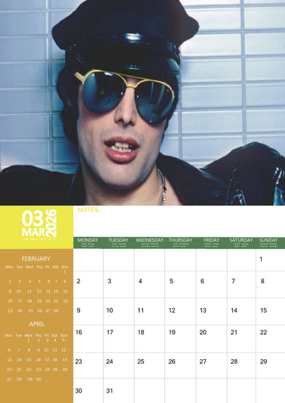 Freddie Mercury Music Calendar 2026 – M-PRA Range