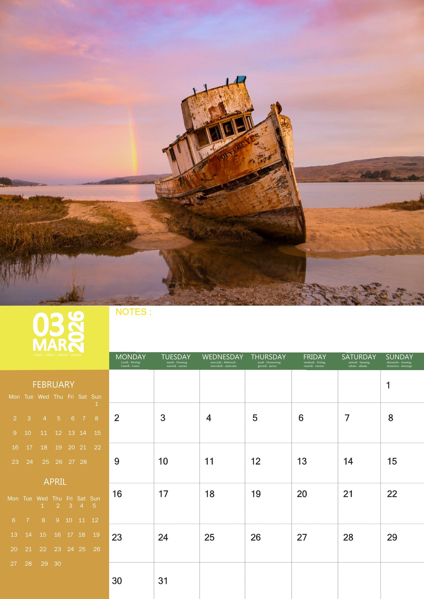 Ocean View Natural Calendar 2026 – M-PRA Range