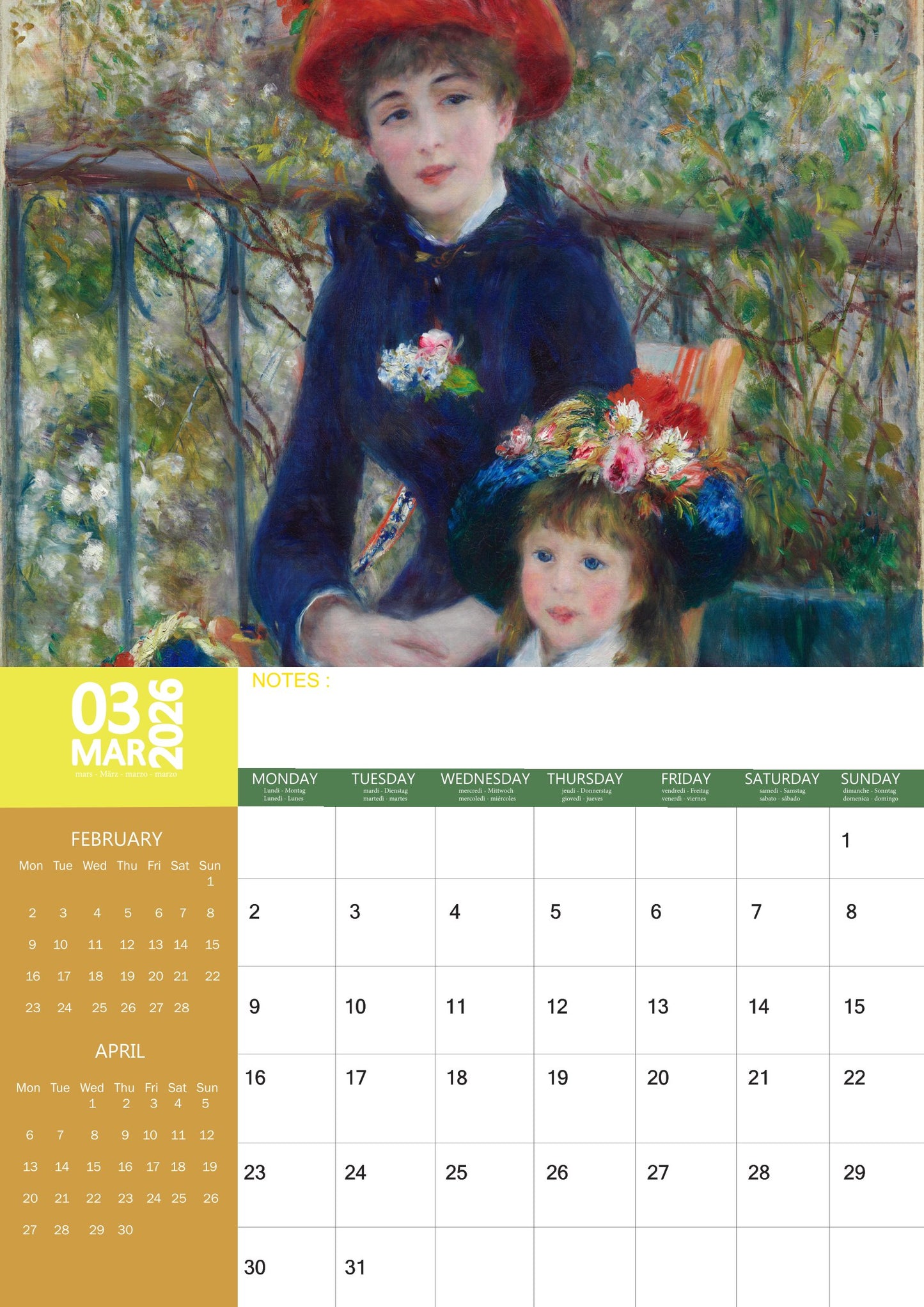 Renoir Art Calendar 2026 – M-PRA Range