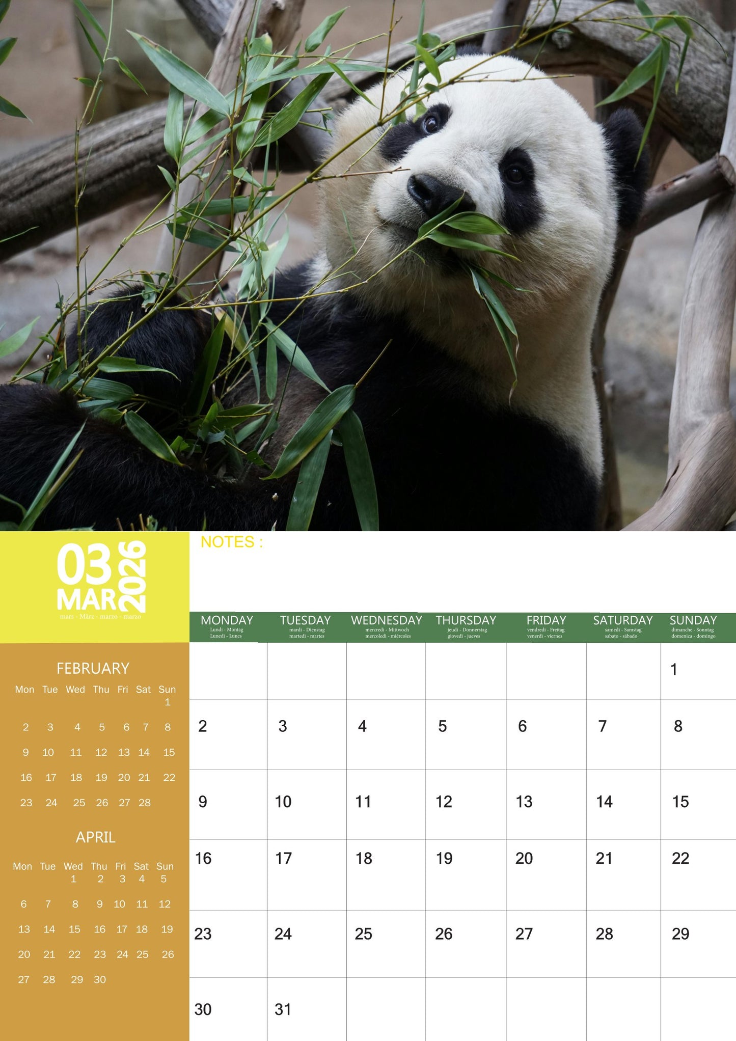 Panda Calendar 2026 – M-PRA Range