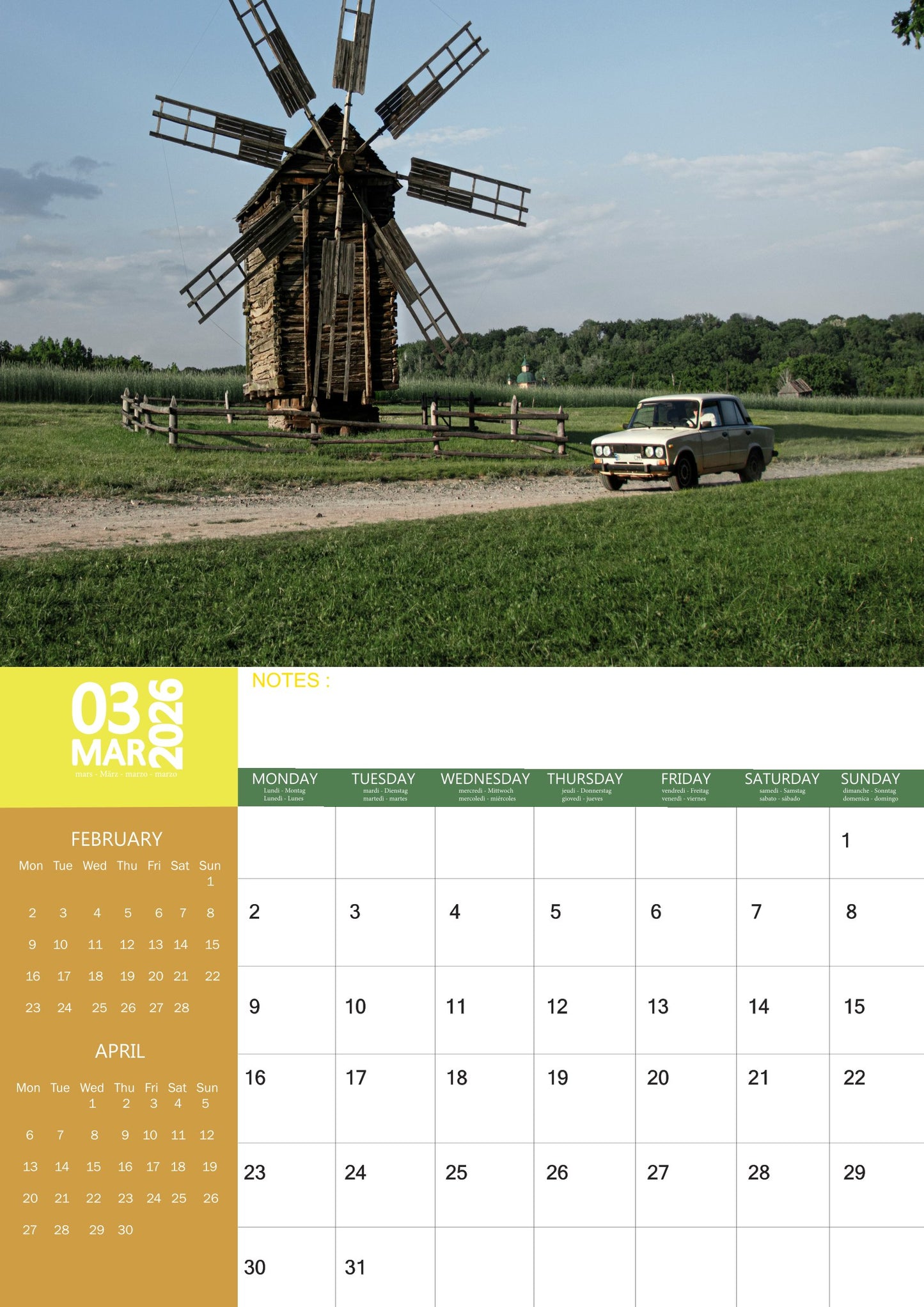 Ukraine Calendar 2026 – M-PRA Range