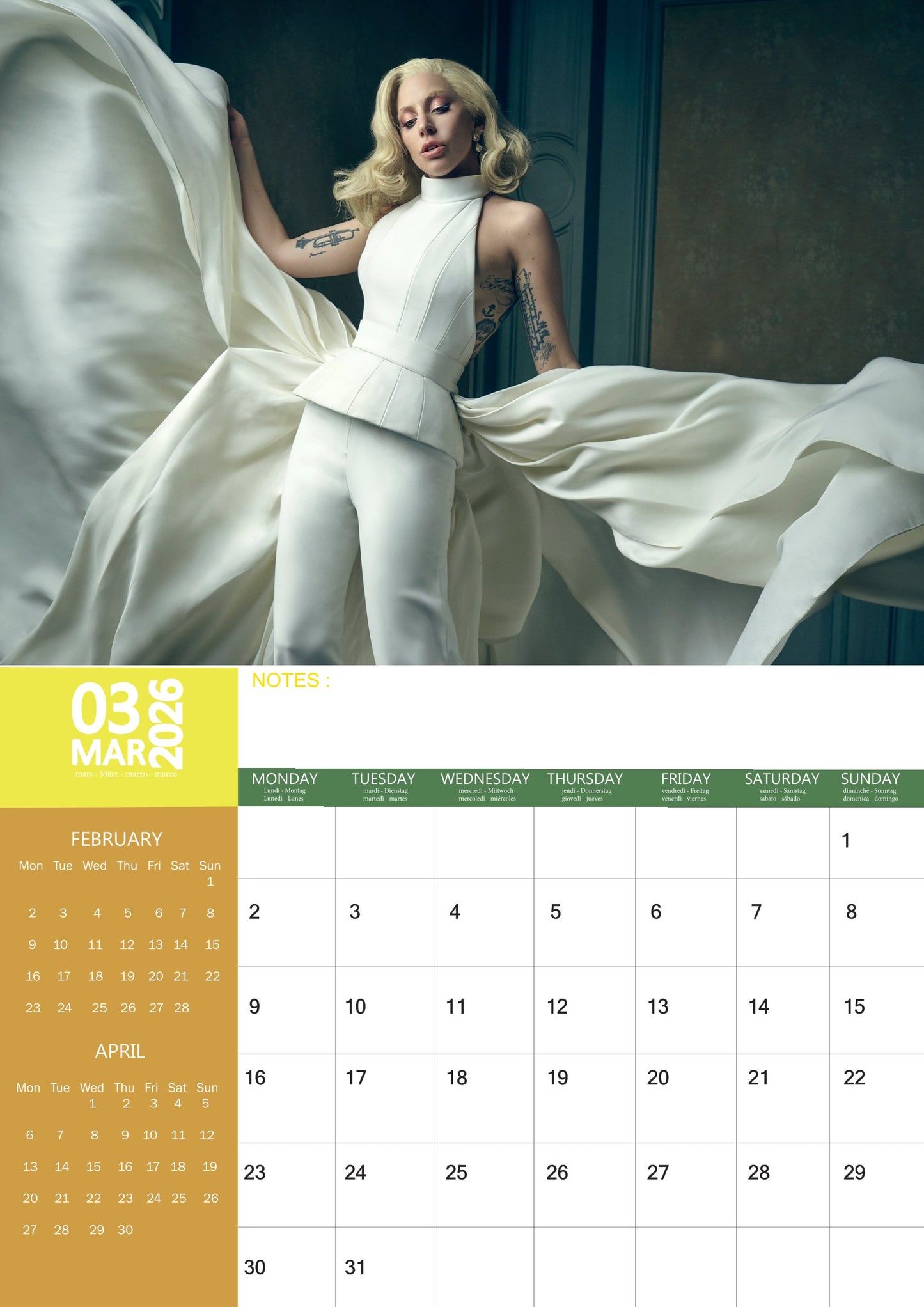 Lady Gaga Music Calendar 2026 – M-PRA Range